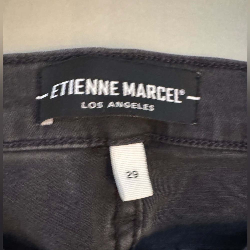 Etienne Marcel Distressed Grey Jeans w/ Red Zipper Detail – Size 29 - Picture 5 of 17